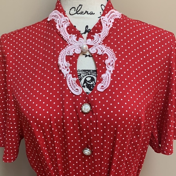Amazing Vintage Jenny Petites Polka Dot Swing Dress Size 16 - Picture 4 of 8